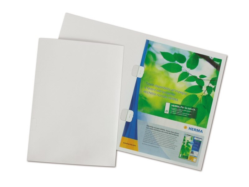 Cartelline con naselli fermafogli  - cartoncino lucido - 250 g/mq - 31x22 cm - bianco - conf. 10 pz