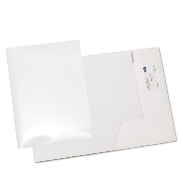 Cartelline 2 lembi  - cartoncino lucido - 250 g/mq - 32,5x23,5 cm - bianco - conf. 10 pz