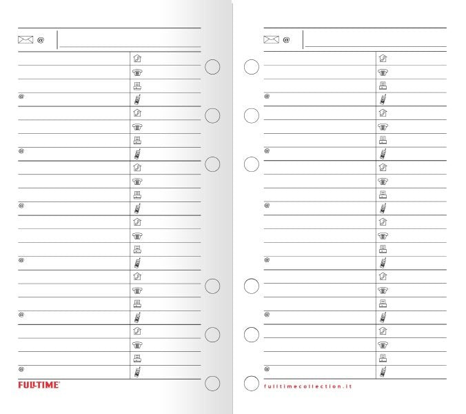Refill organizer - Fogli per rubrica - carta bianca - formato piccolo - 7,7x12,7 cm
