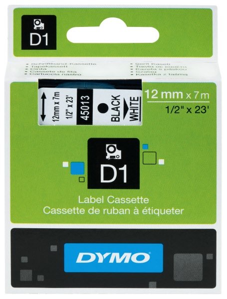 Nastri Dymo D1 - 12 mm x 7 m - rosso/bianco