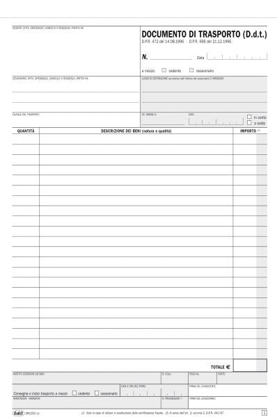 Documento di trasporto - Snap out duplice copia autoricalcante - 31x21 cm