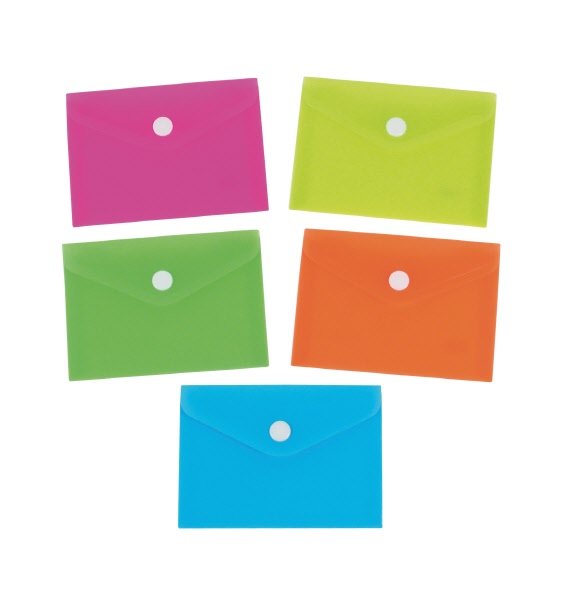 Buste con bottone  - polipropilene - 7,4x10,4cm - colori assortiti