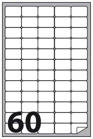 Etichette multifunzione - conf. 100 fogli - f.to 37,5x23,5 mm  - angoli arrotondati con margine - n. etichette per foglio 60