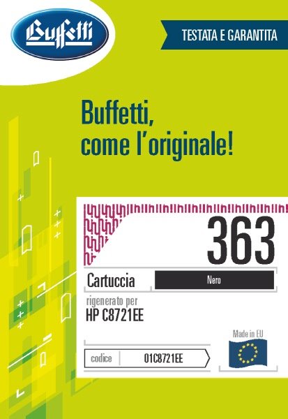 Cartuccia ink jet HP - Compatibile Rigenerato 363 C8721EE - Nero - 410 pag