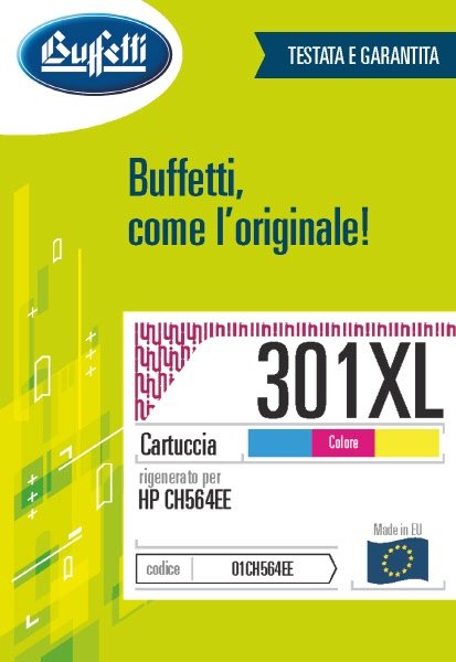 Cartuccia ink jet HP - Compatibile Rigenerato 301XL CH564EE - 3 colori (Ciano, Magenta, Giallo) - 330 pag