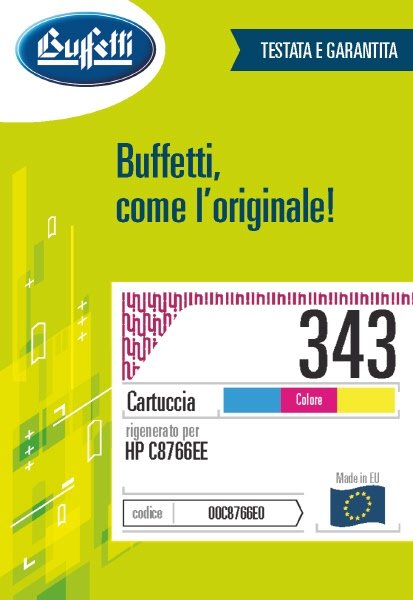 Cartuccia ink jet HP - Compatibile Rigenerato 343 C8766EE - 3 colori (Ciano, Magenta, Giallo) - 260 pag