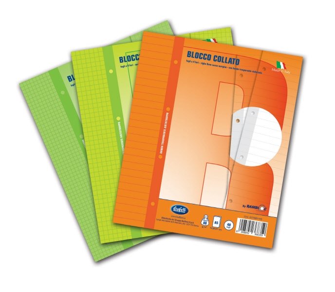 Blocco notes  - A5  - 4M - Quadretto elementari e medie - collato rinforzato - 40 fogli da 80 g