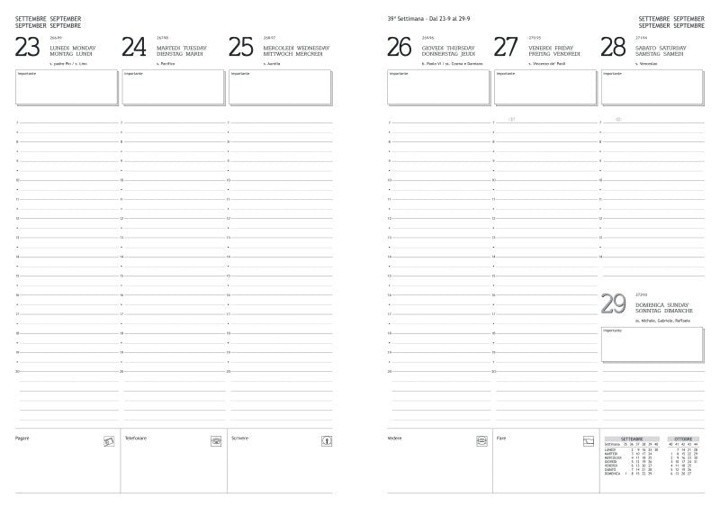Refill Agenda settimanale carta bianca - 2027 - 21x29,7 cm