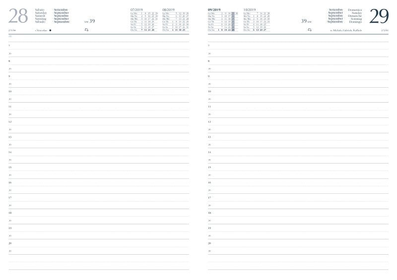 Agenda giornaliera 12 mesi - 2027 - 21x29,7 cm - sab/dom divisi - nero