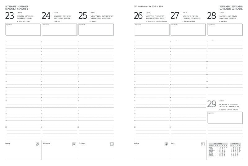 Refill Agenda settimanale carta bianca - 2027 - 19,7x26,5 cm