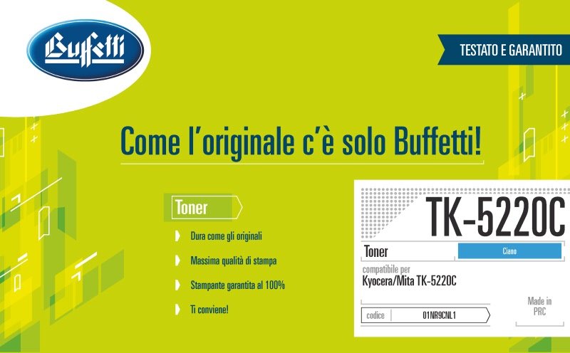 Kyocera/Mita Toner - Compatibile TK-5220C 1T02R9CNL1 - Ciano - 1.200 pag