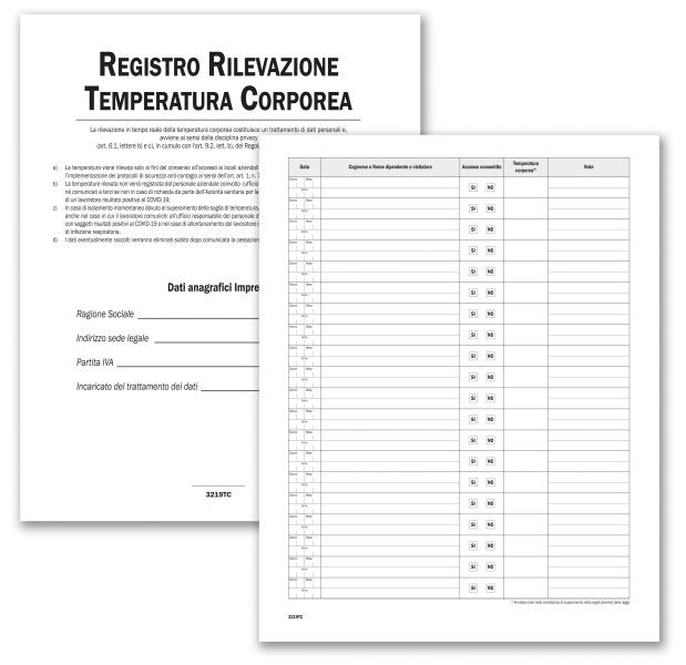 Registro per la Rilevazione Temperatura Corporea - 24 pagine - 31x24,5 cm