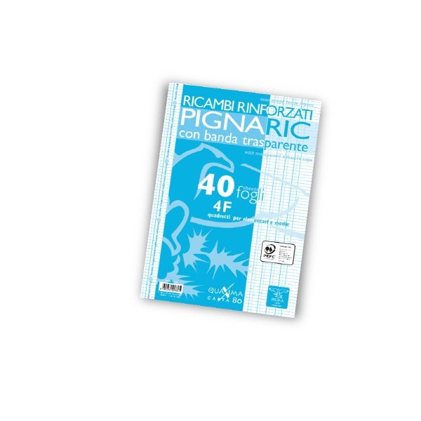 Ricambi rinforzati PignaRic  - Rigatura 4F - Quadretto elementari e medie - 40 fogli - 80 g