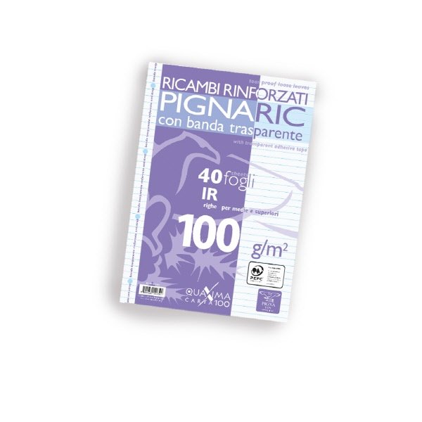 Ricambi rinforzati PignaRic  - Rigatura 1R - Righe medie e superiori - 40 fogli - 100 g