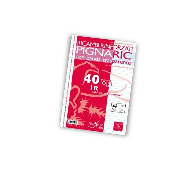 Ricambi rinforzati PignaRic  - Rigatura 1R - Righe medie e superiori - 40 fogli - 80 g