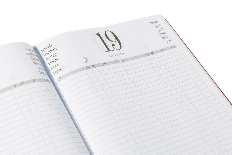 Agenda giornaliera 12 mesi per ristoranti - 2027 - 21x29,7 cm - in similpelle - rosso
