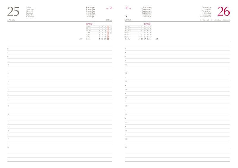 Agenda giornaliera 12 mesi - 2027 - 14,5x20,5 cm - sab/dom divisi - nero