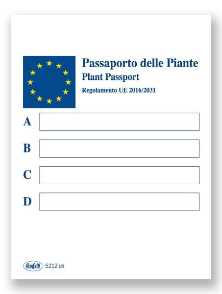 Passaporto delle piante - per produttore originario - Scheda da 240 gr. - 10,5x8 cm