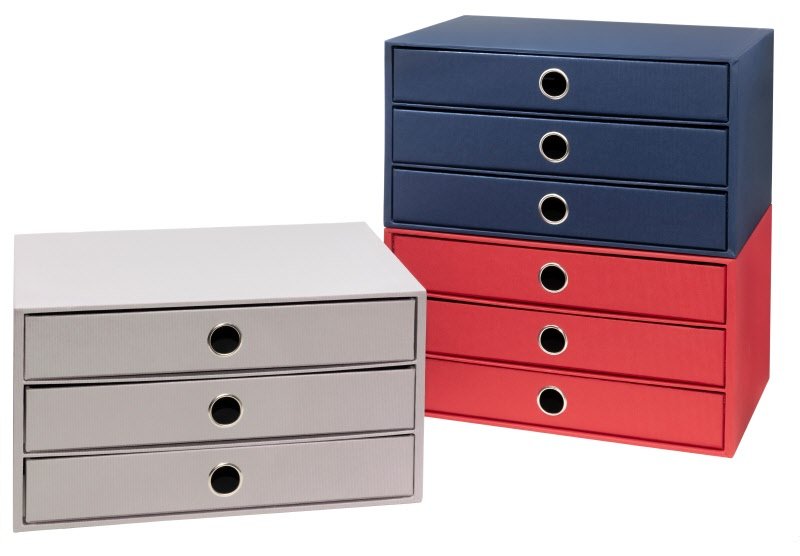 Scatola 3 cassetti A4 - Living - 34,3x25x18,5 cm - rosso
