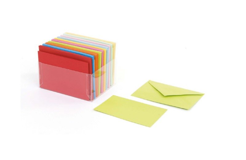 Buste e cartoncini arcobaleno 6,5x10,5 (in scatola pvc) conf. 100 pz