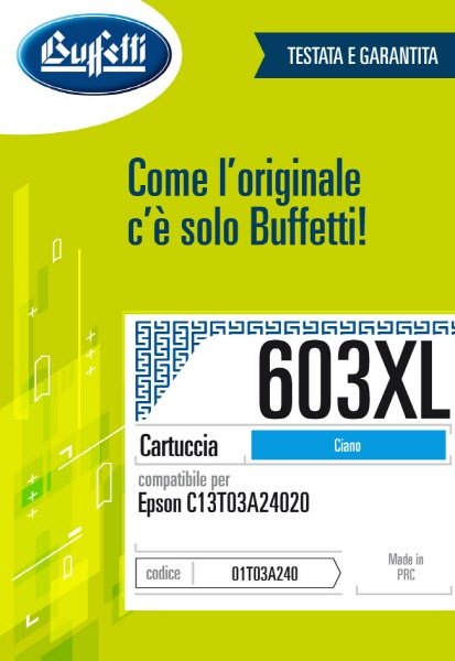 Epson Cartuccia ink jet - Compatibile 603XL T03A2 - Ciano - 350 pag