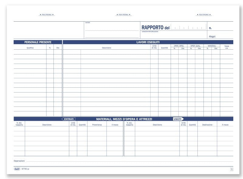 Rapportino del cantiere - Blocco 50/50 fogli autoricalcante - 21,5x29,7 cm