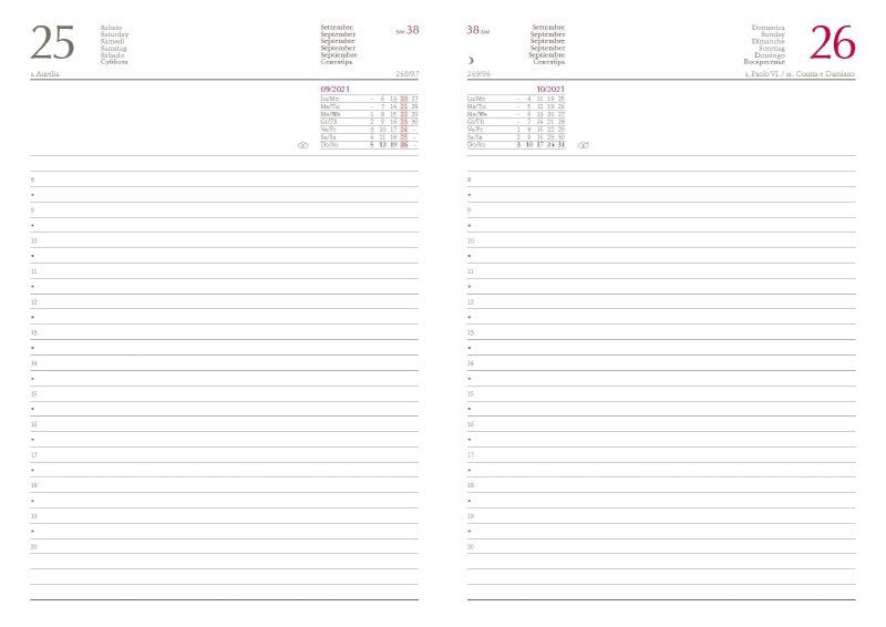 Agenda giornaliera in similpelle - blocco mobile -  2027 - 14,5x20,5 cm - linguetta di chiusura - rosso