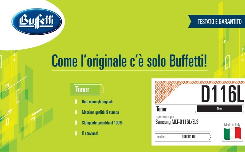 Samsung Toner - Compatibile Rigenerato MLTD116L MLT-D116L/ELS - Nero - 3.000 pag
