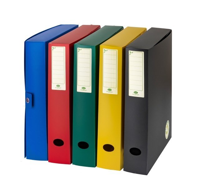 Scatola progetti pp  con bottone - Dorso 6 cm - 35x25 cm  - colori assortiti