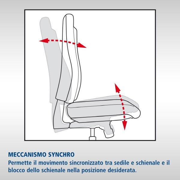 Sedia operativa Navigator - braccioli inclusi - tessuto - sedile rosso - schienale nero