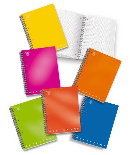 Maxiquaderni skip Monocromo alta foliazione - Rigatura 5M - Quadretto elementari e medie - 80 g - copertine assortite