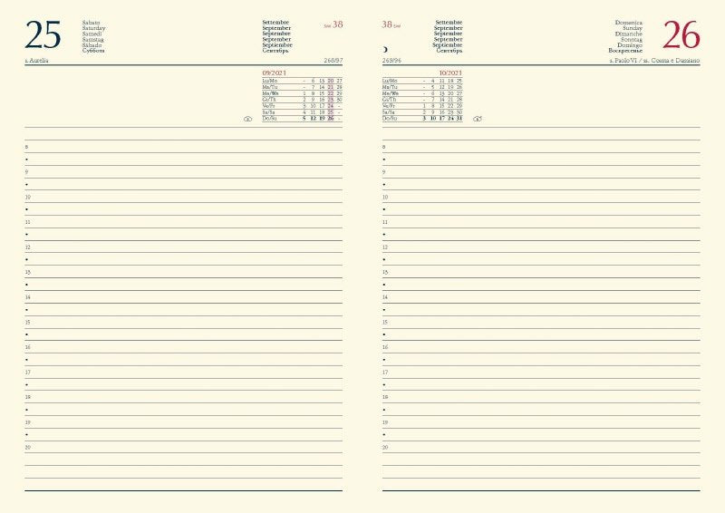 Agenda giornaliera 12 mesi - 2026 - 14,5x20,5 cm - sab/dom divisi - nero