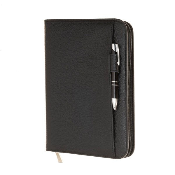 Agenda giornaliera in pelle - interno  mobile -  2027 - 14,5x20,5 cm - zip di chiusura - nero