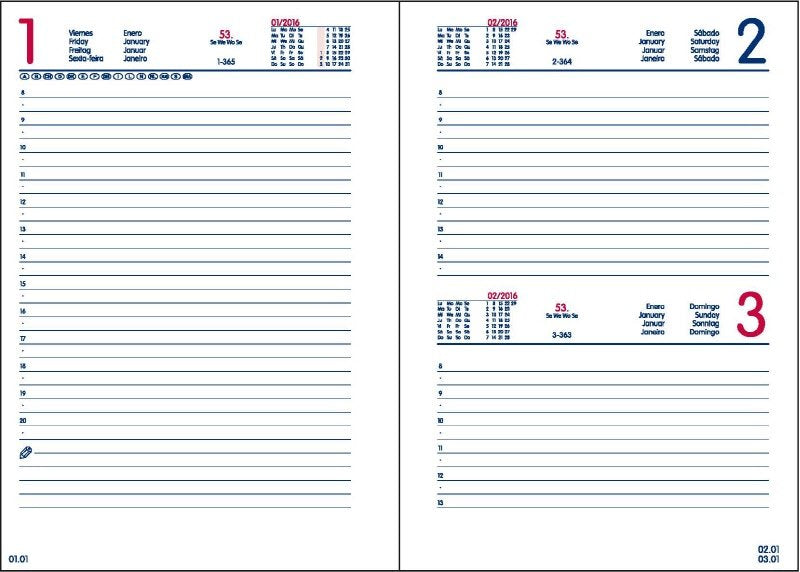 Agenda giornaliera 12 mesi - 2027 - 10,5x15 cm - copertina sintetico - interno fisso - argento