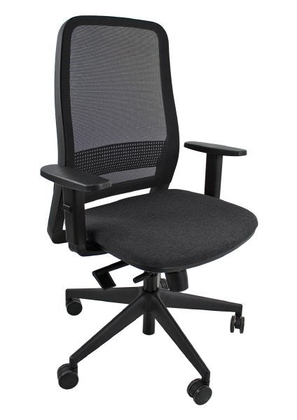 Sedia operativa Adjustable  - rivest.  grigio - schienale in rete nera