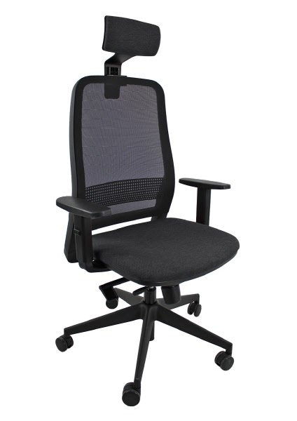 Sedia operativa Adjustable  - rivest.  grigio - schienale in rete nera