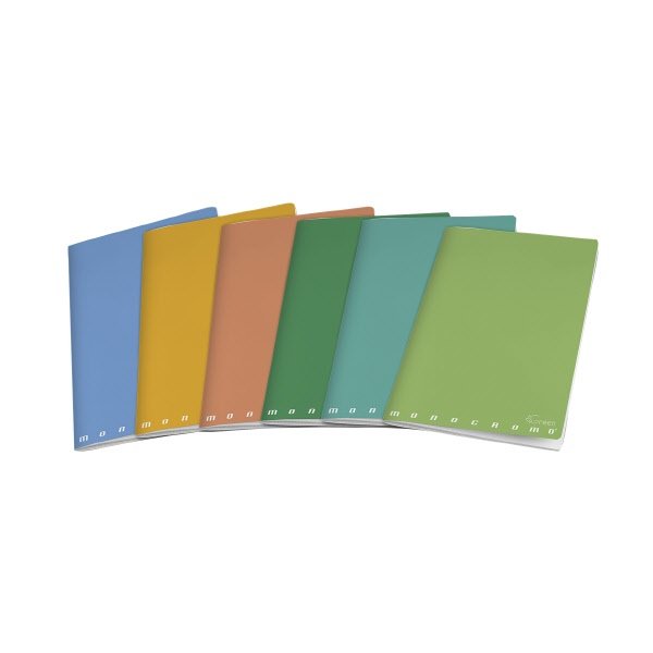 Maxiquaderno Monocromo Green - Rigatura Q - Quadretto elementari - 80 g - carta riciclata - A4 - copertine assortite
