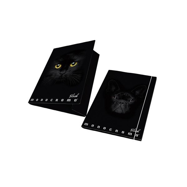 Cartella 3 Lembi A4 Monocromo Black Dorso 1,2 - Dorso 1,2 - Elastico Tondo - Colori assortiti