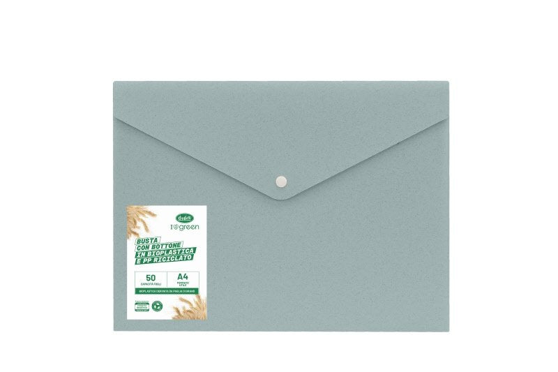 Buste con bottone in bioplastica e pp riciclato  - 29,7x21 cm - azzurro