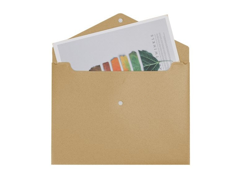 Buste con bottone in bioplastica e pp riciclato  - 29,7x21 cm - avana