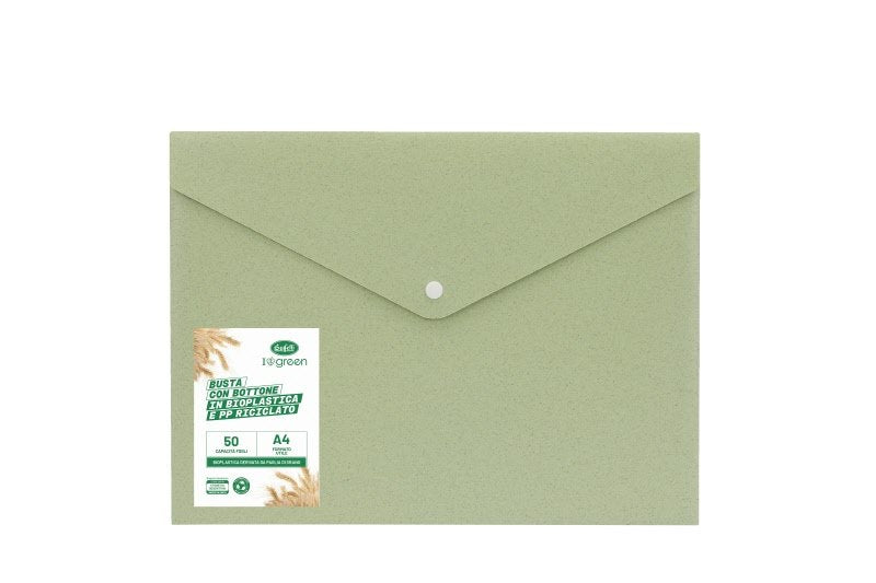Buste con bottone in bioplastica e pp riciclato  - 29,7x21 cm - verde