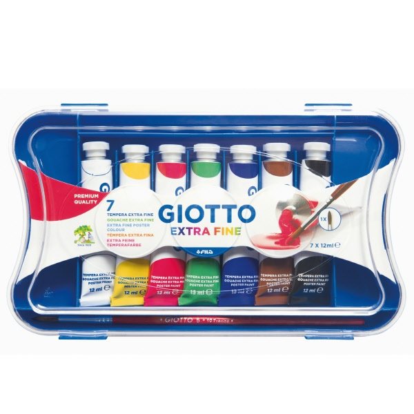 Tempera in tubetto 12 ml - Astuccio 7 pezzi - da 3 anni in poi